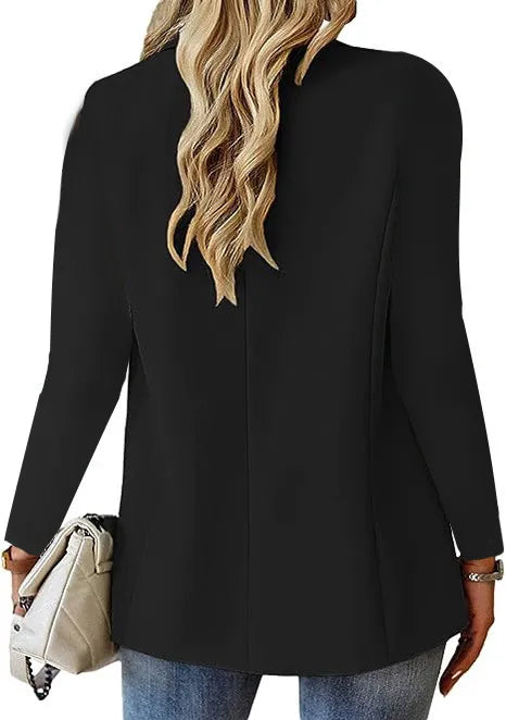 Women’s Single Button Blazer - Long Sleeve Tailored Jacket with Notch Lapel