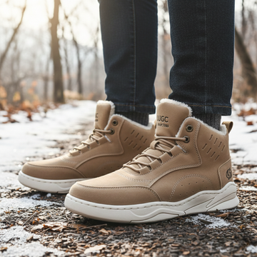 Men's High Tops - Lace Up Sneakers with Padded Collar - Perforated Panel and Chunky Sole