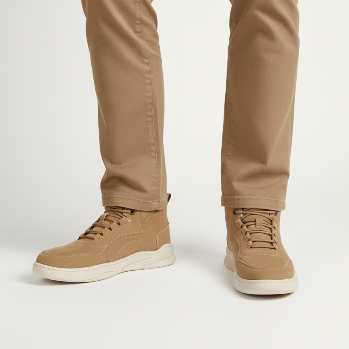 Men's High Tops - Lace Up Sneakers with Padded Collar - Perforated Panel and Chunky Sole