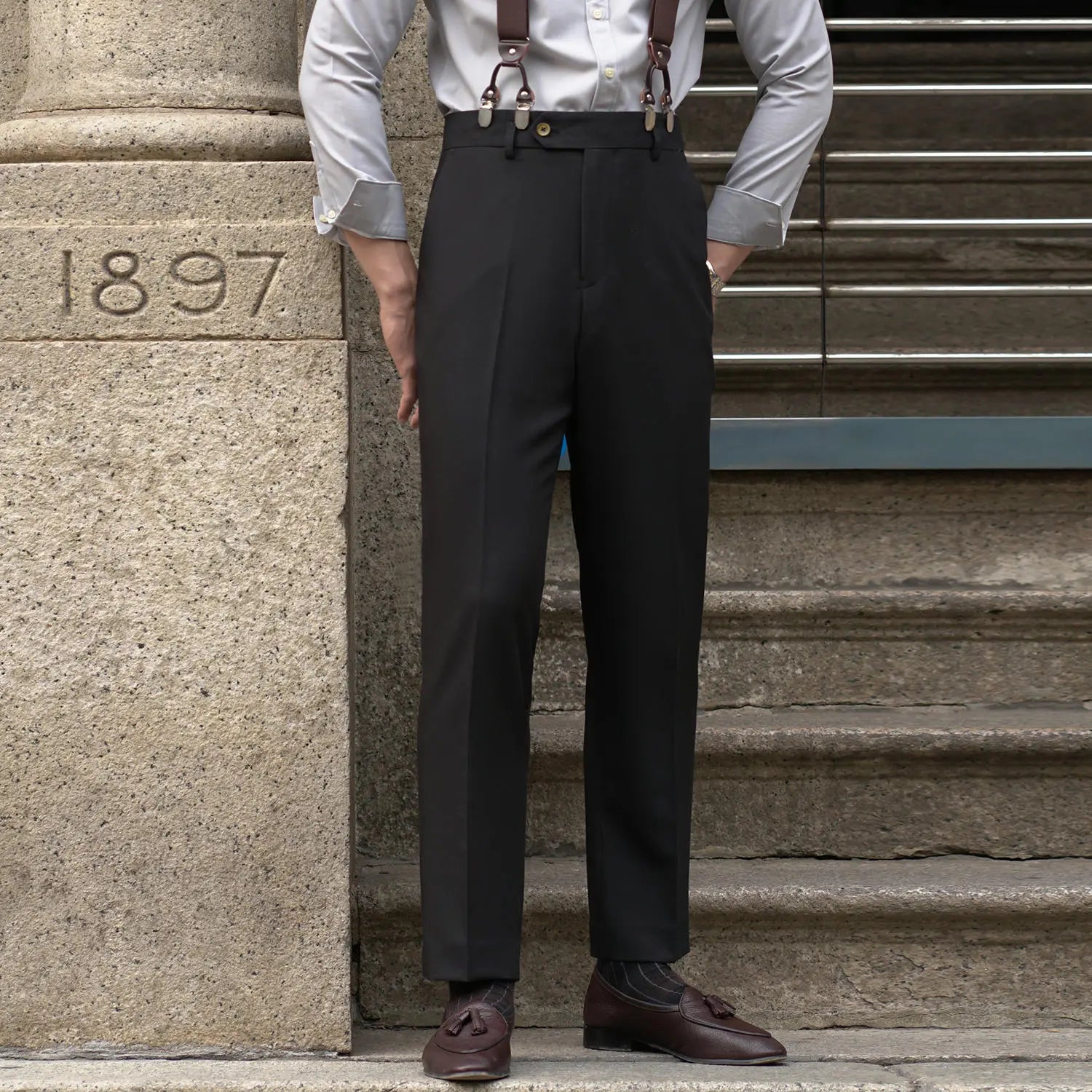 Men’s Slim Fit Ankle Trousers – Mid-Rise Tailored Style