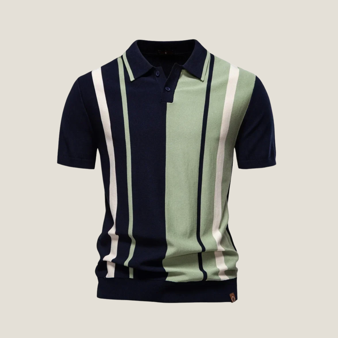 Men's Knit Polo Shirt - Vertical Stripe - Short Sleeve - Slim Fit