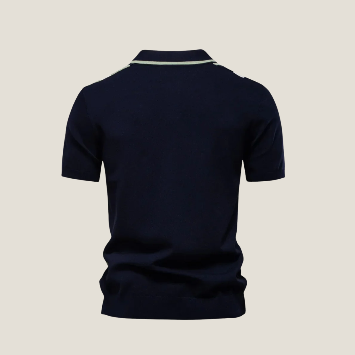 Men's Knit Polo Shirt - Vertical Stripe - Short Sleeve - Slim Fit