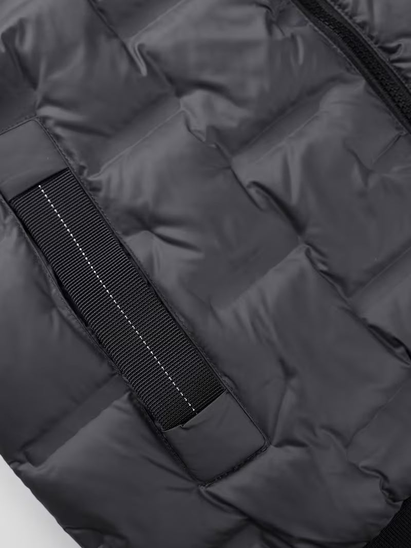 Men's Padded Vest - Hooded Sleeveless Zip Front with Quilted Brick Pattern