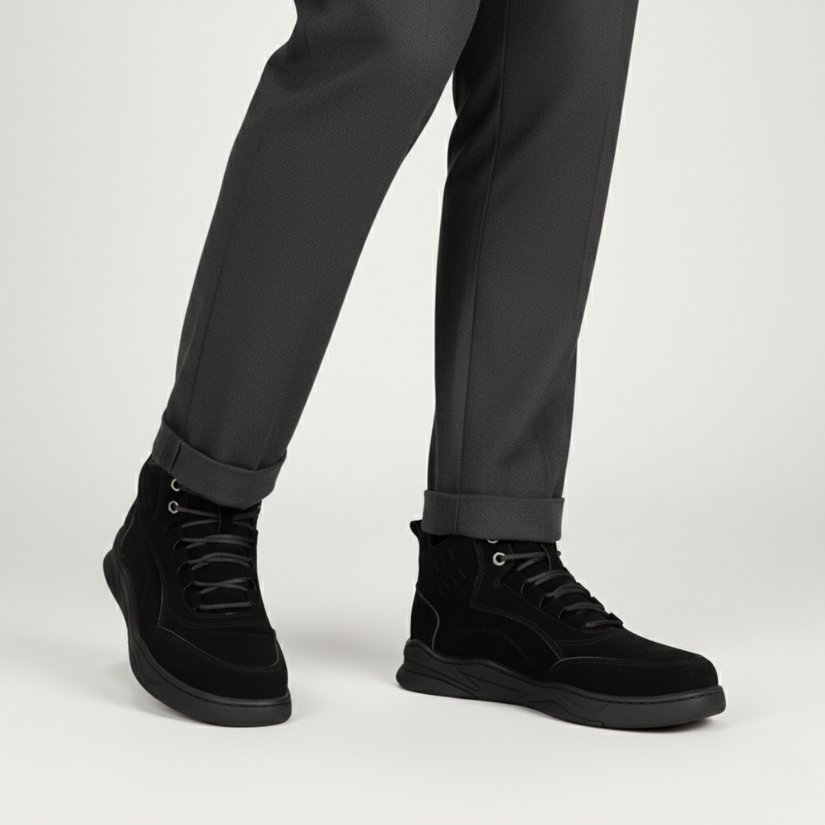 Men's High Tops - Lace Up Sneakers with Padded Collar - Perforated Panel and Chunky Sole