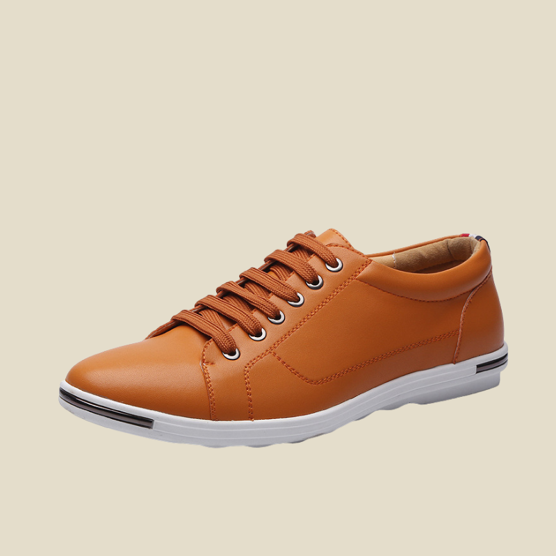 Men's Lace-Up Sneakers with Stripe Midsole Detail - Low Top - Casual Style