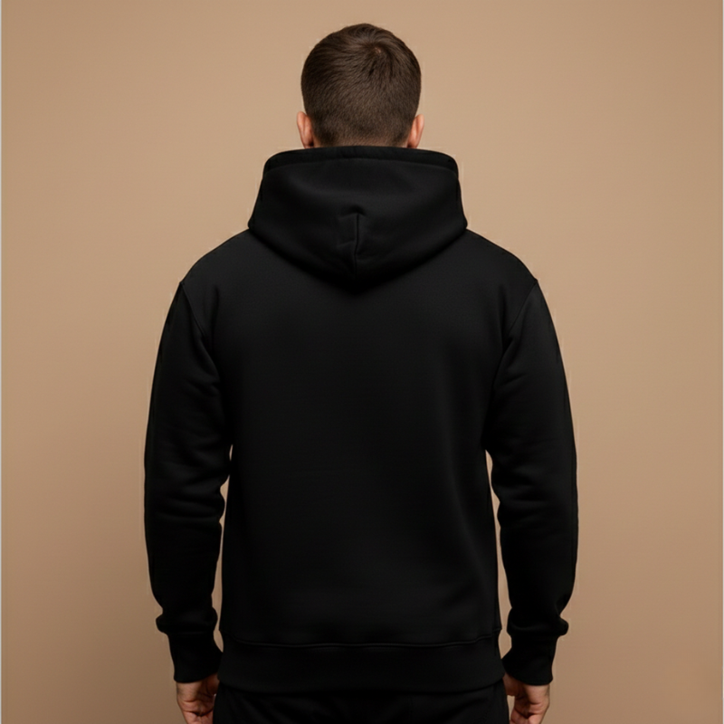 Men's Oversized Pullover Hoodie with Letter Print - Kangaroo Pocket - Casual Style