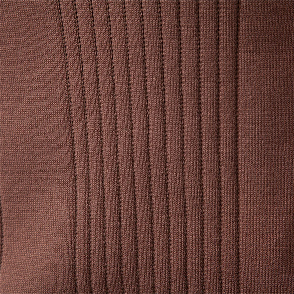 Men's Long Sleeve Polo - Knit Ribbed - Contrast Collar - Slim Fit