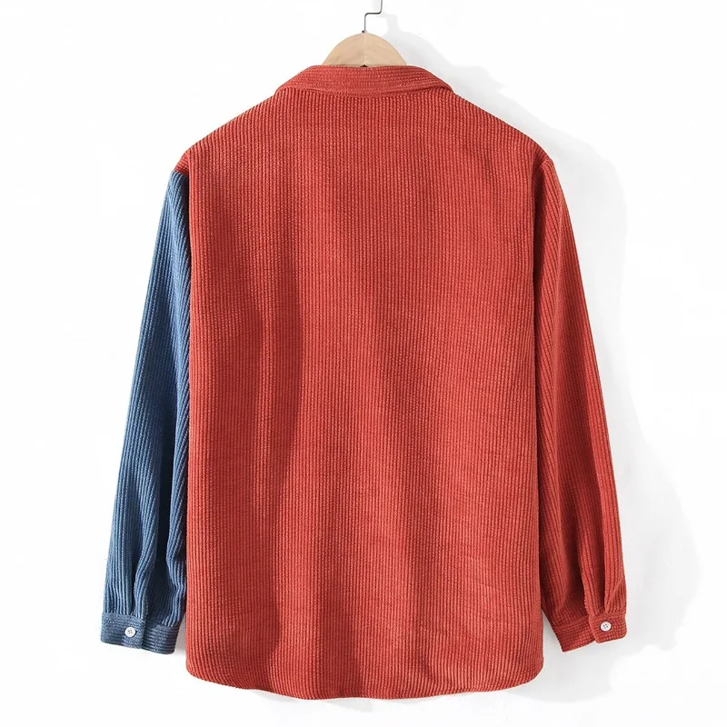 Men's Long Sleeve Shirt - Colour Block Button-Up Collar