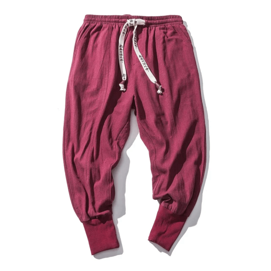 Men's Cotton Harem Pants - Drop Crotch - Ribbed Cuffs