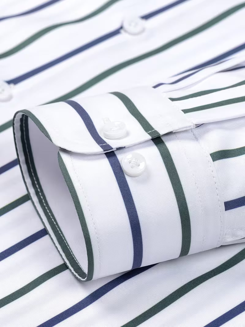 Men's Long Sleeve Dress Shirt - Band Collar - Hidden Placket