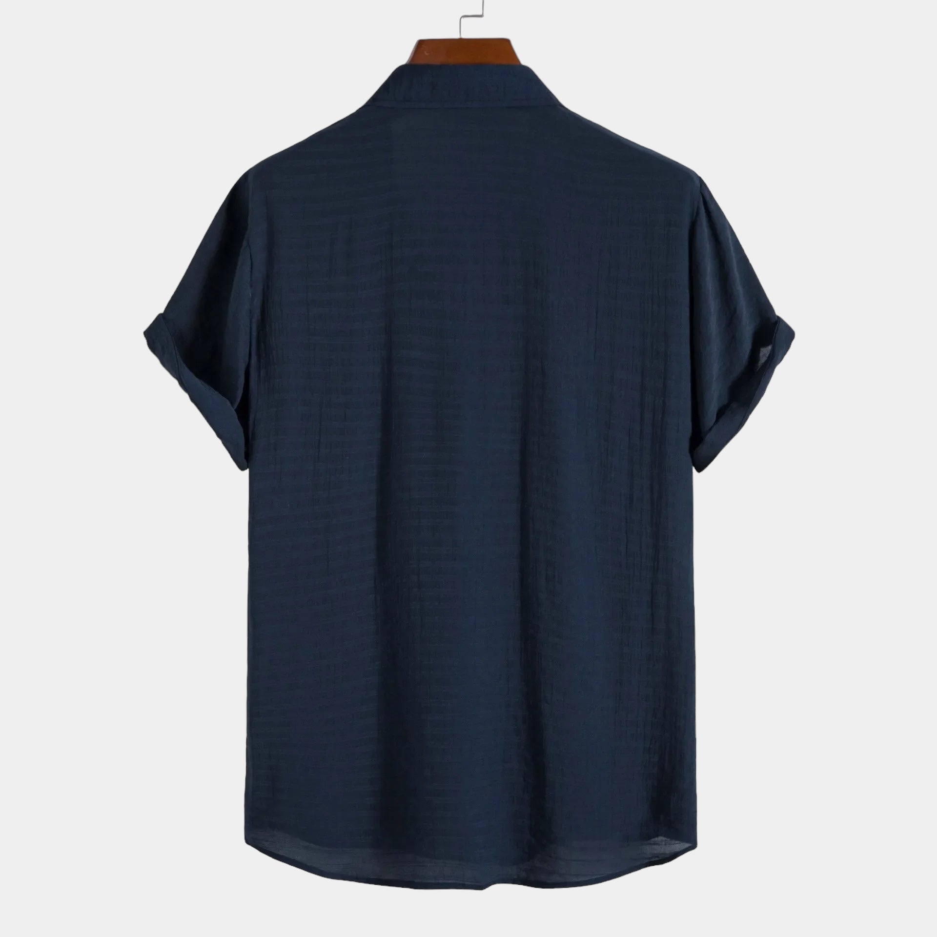 Men's Short Sleeve Button-Down Shirt - Pleated Texture