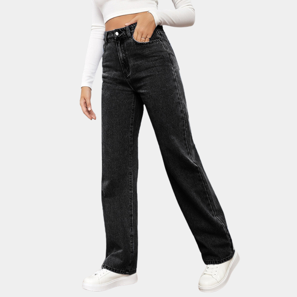 Women's High Waist Wide Leg Jeans - Straight Leg Denim