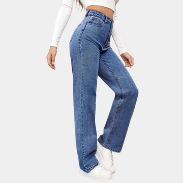 Women's High Waist Wide Leg Jeans - Straight Leg Denim