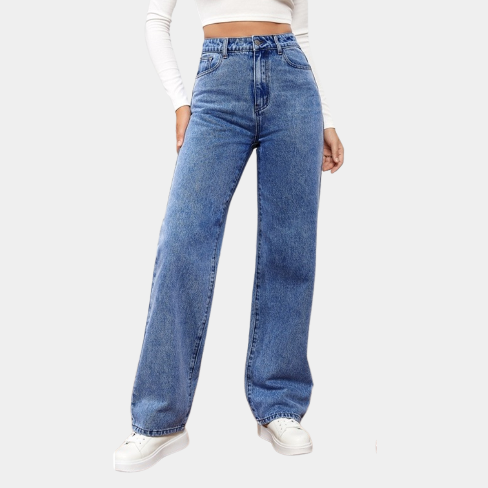 Women's High Waist Wide Leg Jeans - Straight Leg Denim