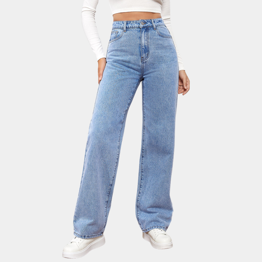 Women's High Waist Wide Leg Jeans - Straight Leg Denim
