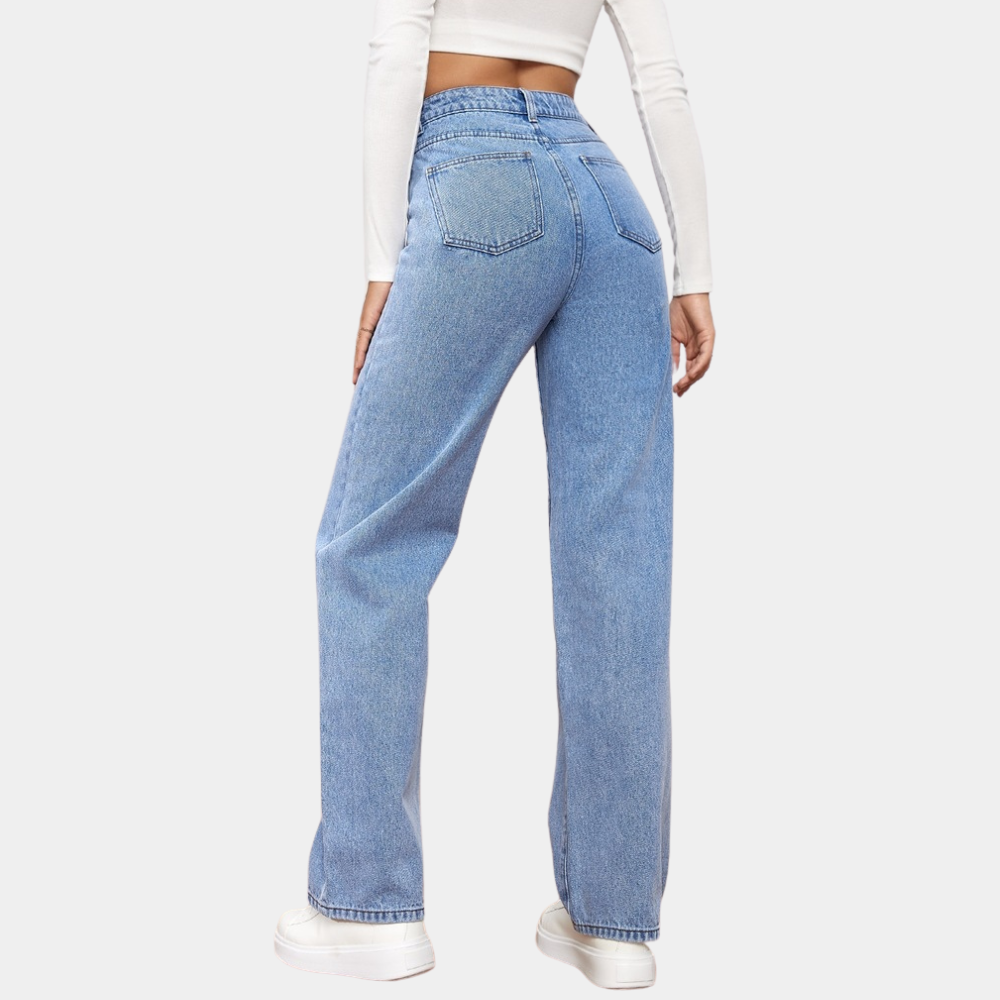 Women's High Waist Wide Leg Jeans - Straight Leg Denim