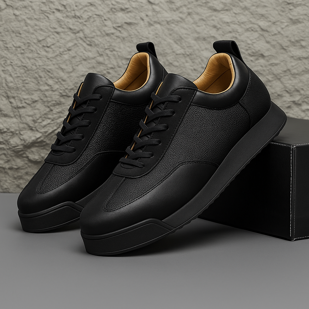 Men’s Low-Top Sneakers – Textured Panel Lace-Up Trainers