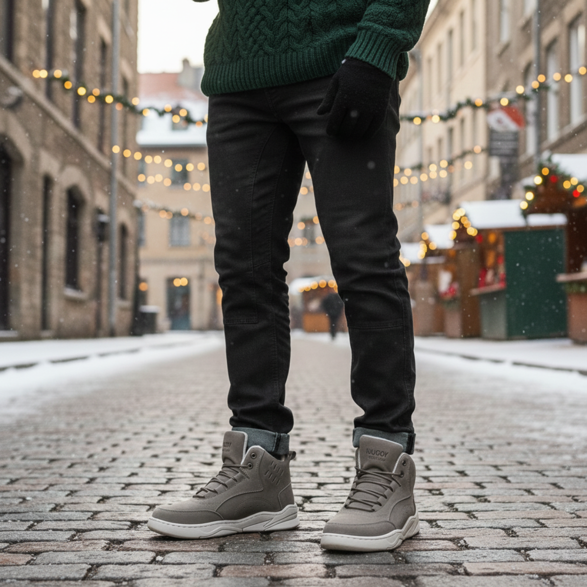 Men's High Tops - Lace Up Sneakers with Padded Collar - Perforated Panel and Chunky Sole