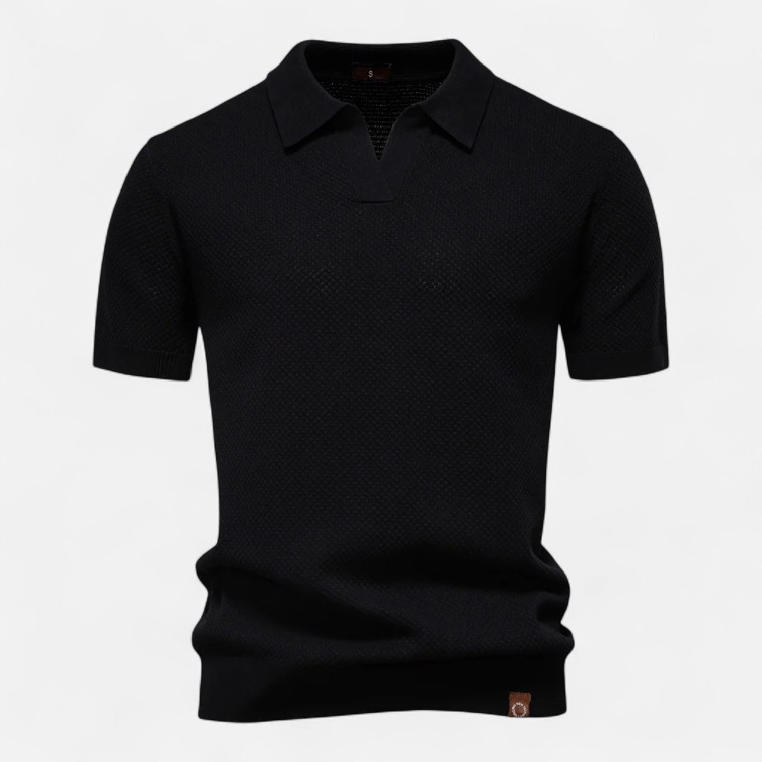 Men’s Textured Polo Shirt – Short Sleeve Tailored Fit with Structured Collar