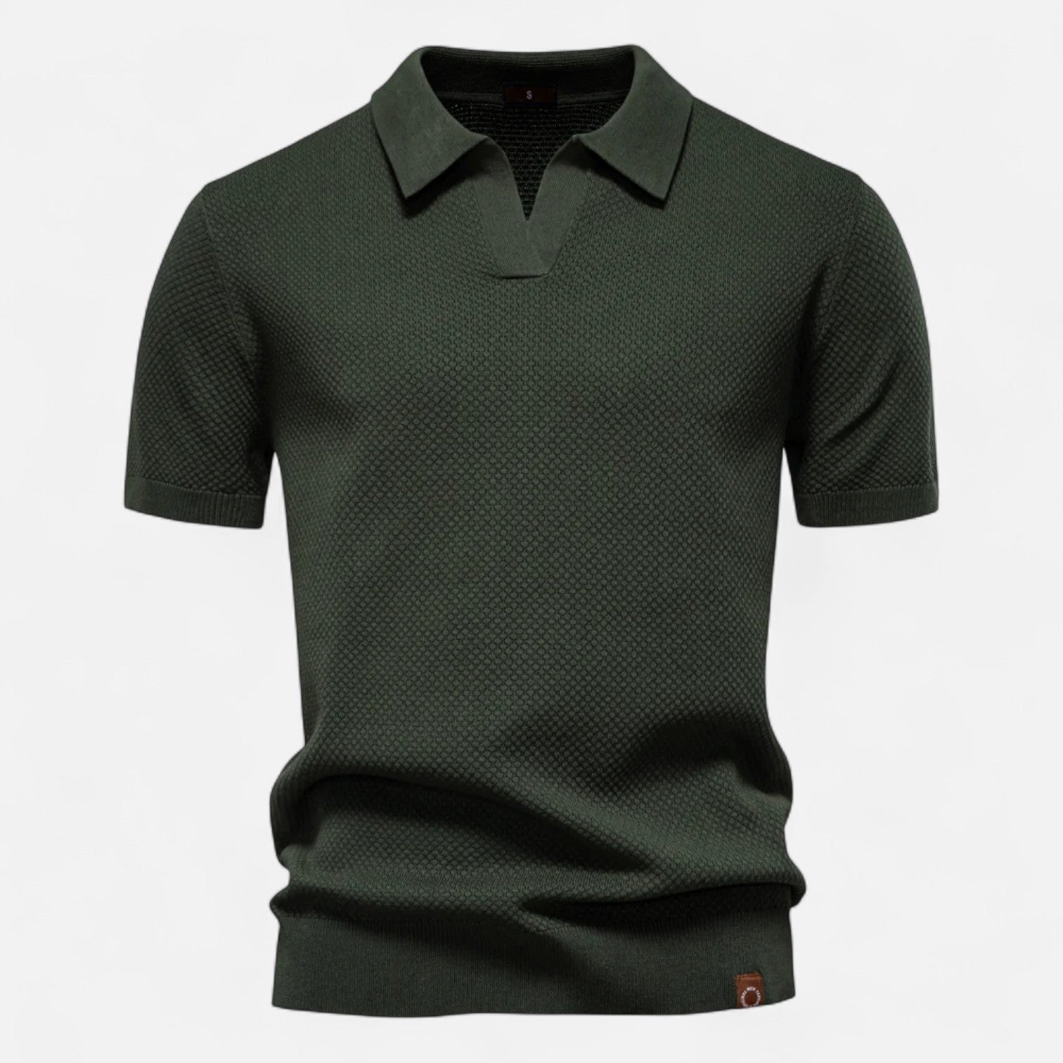 Men’s Textured Polo Shirt – Short Sleeve Tailored Fit with Structured Collar