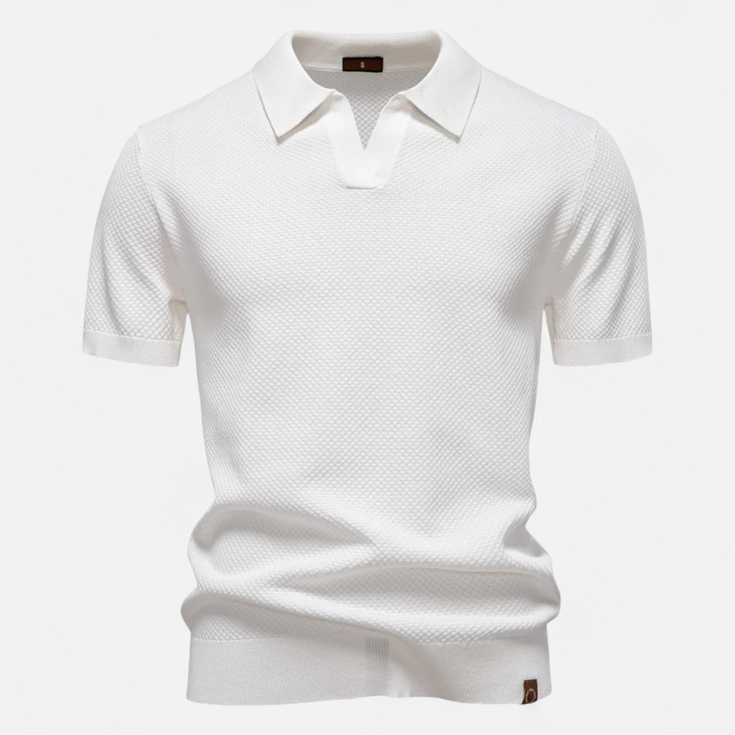 Men’s Textured Polo Shirt – Short Sleeve Tailored Fit with Structured Collar