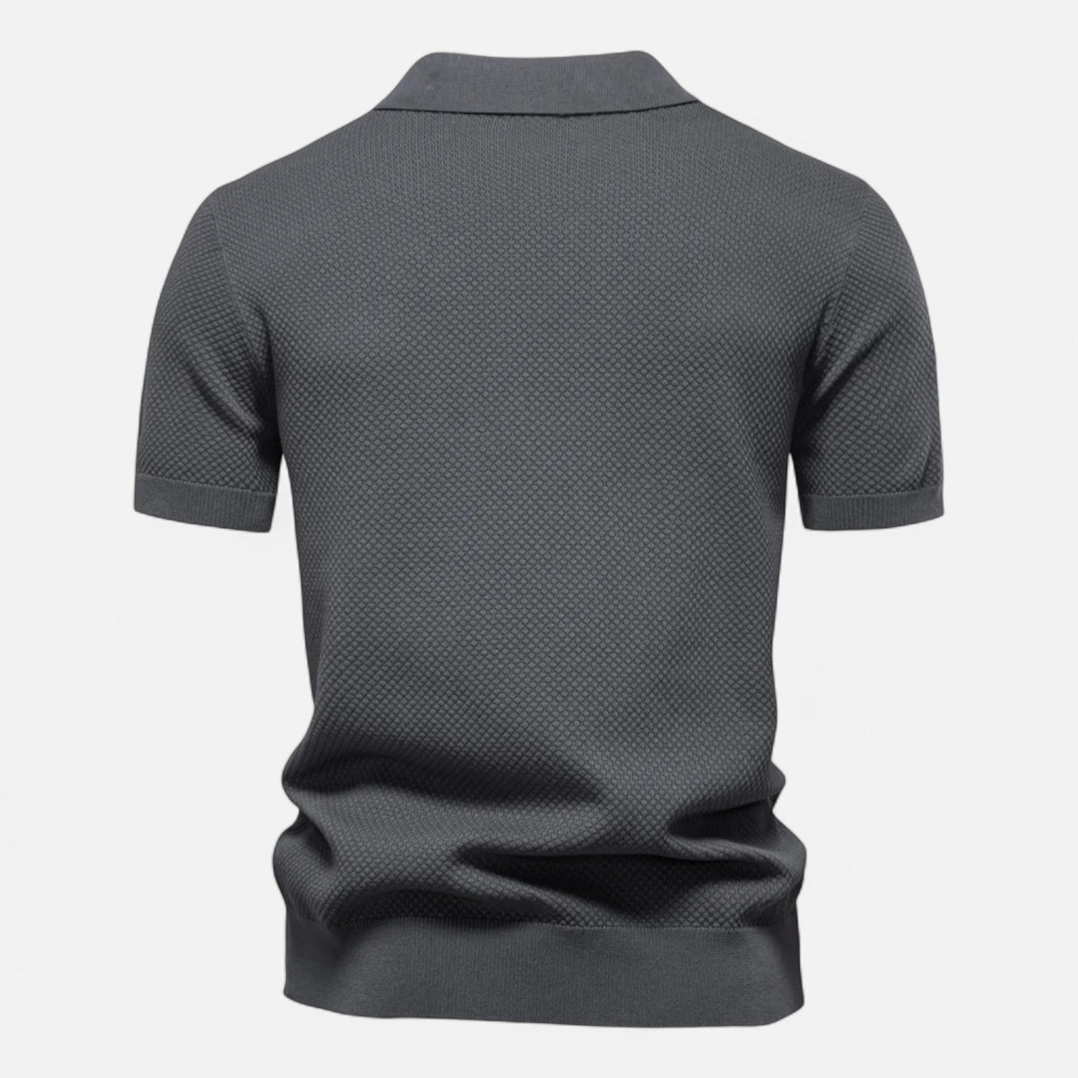 Men’s Textured Polo Shirt – Short Sleeve Tailored Fit with Structured Collar