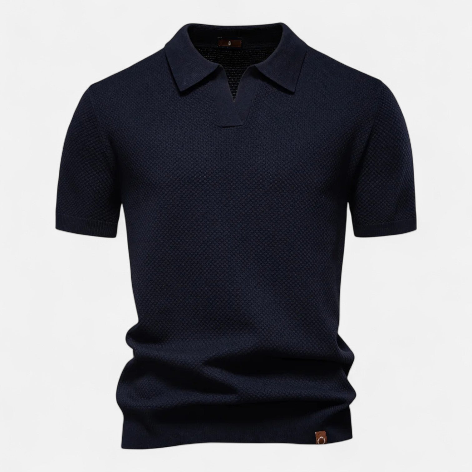 Men’s Textured Polo Shirt – Short Sleeve Tailored Fit with Structured Collar