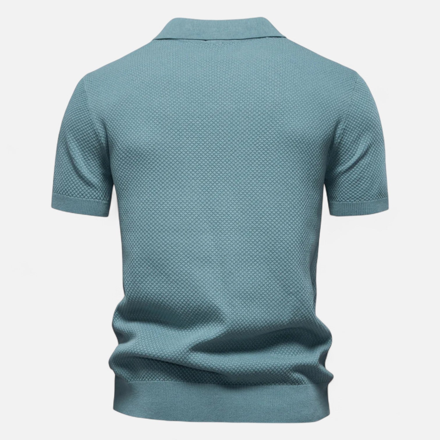 Men’s Textured Polo Shirt – Short Sleeve Tailored Fit with Structured Collar