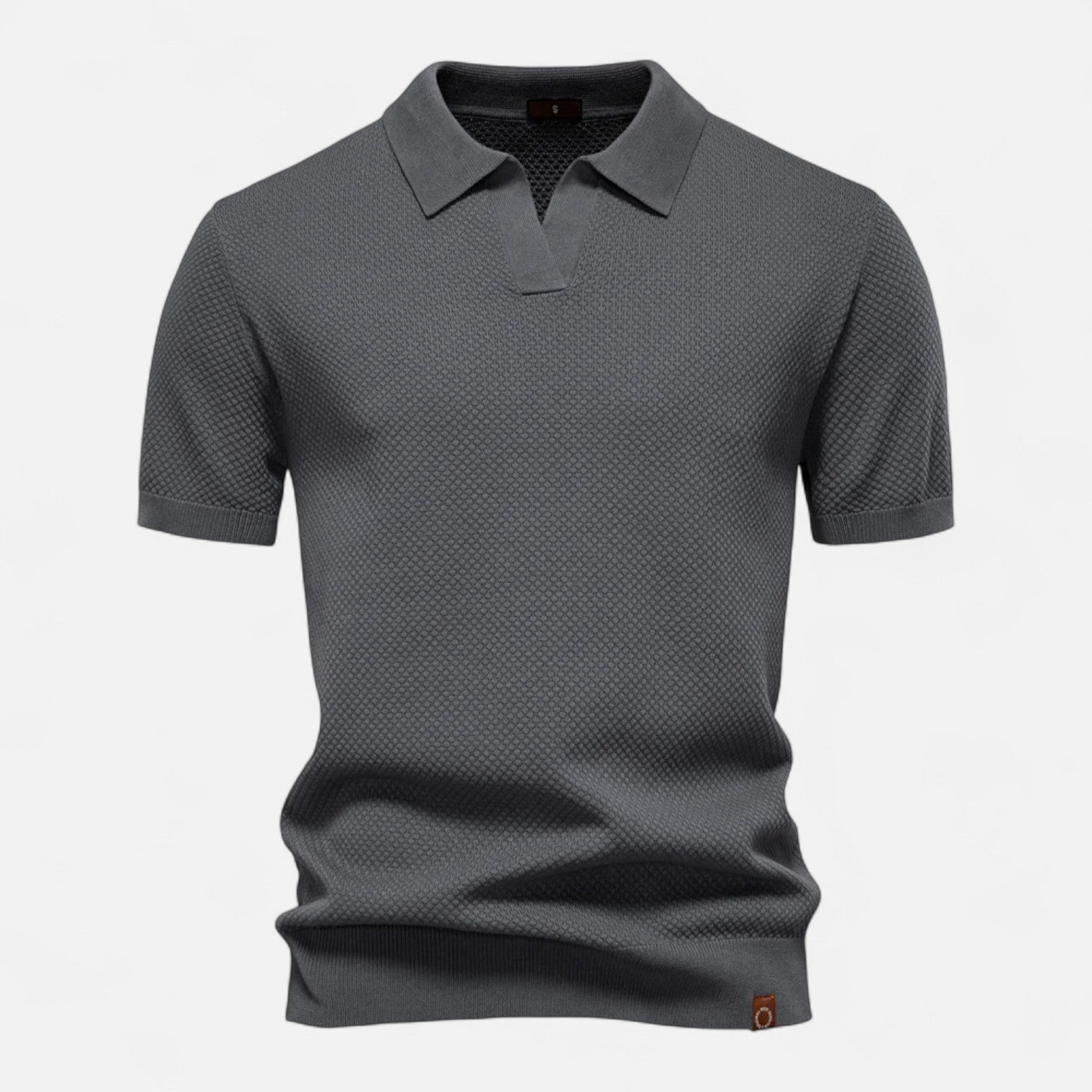 Men’s Textured Polo Shirt – Short Sleeve Tailored Fit with Structured Collar