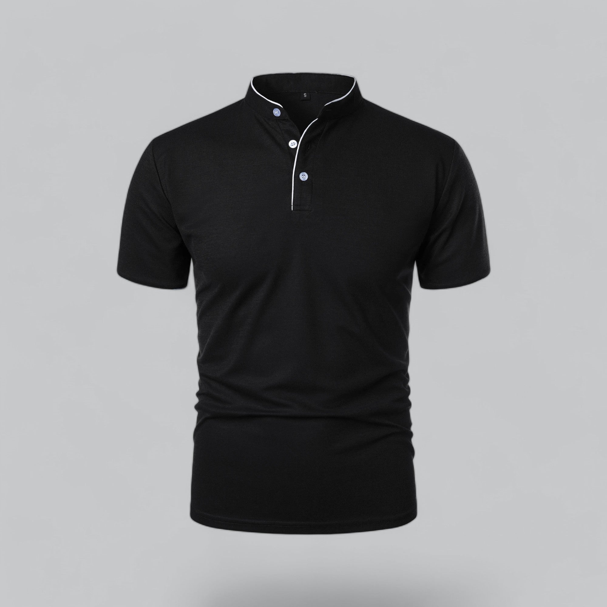 Men's Polo Shirt - Stand Collar Short Sleeve Contrast Trim