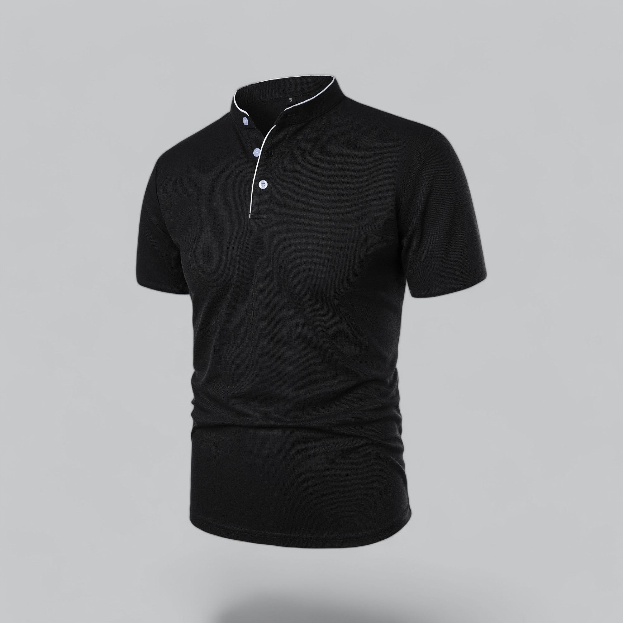 Men's Polo Shirt - Stand Collar Short Sleeve Contrast Trim