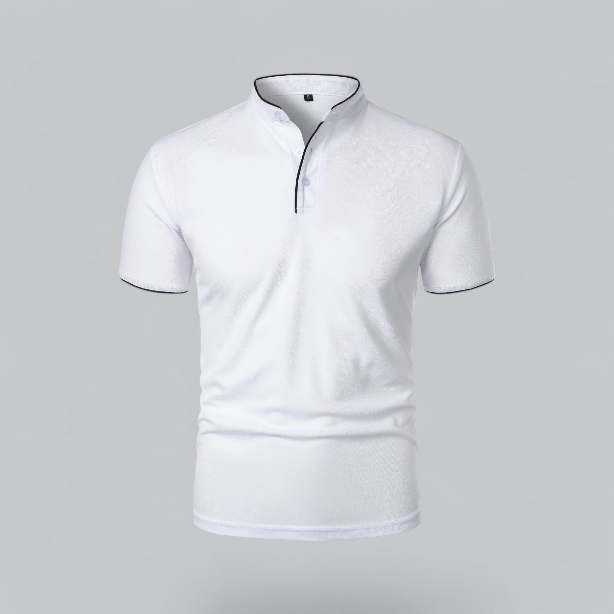 Men's Polo Shirt - Stand Collar Short Sleeve Contrast Trim