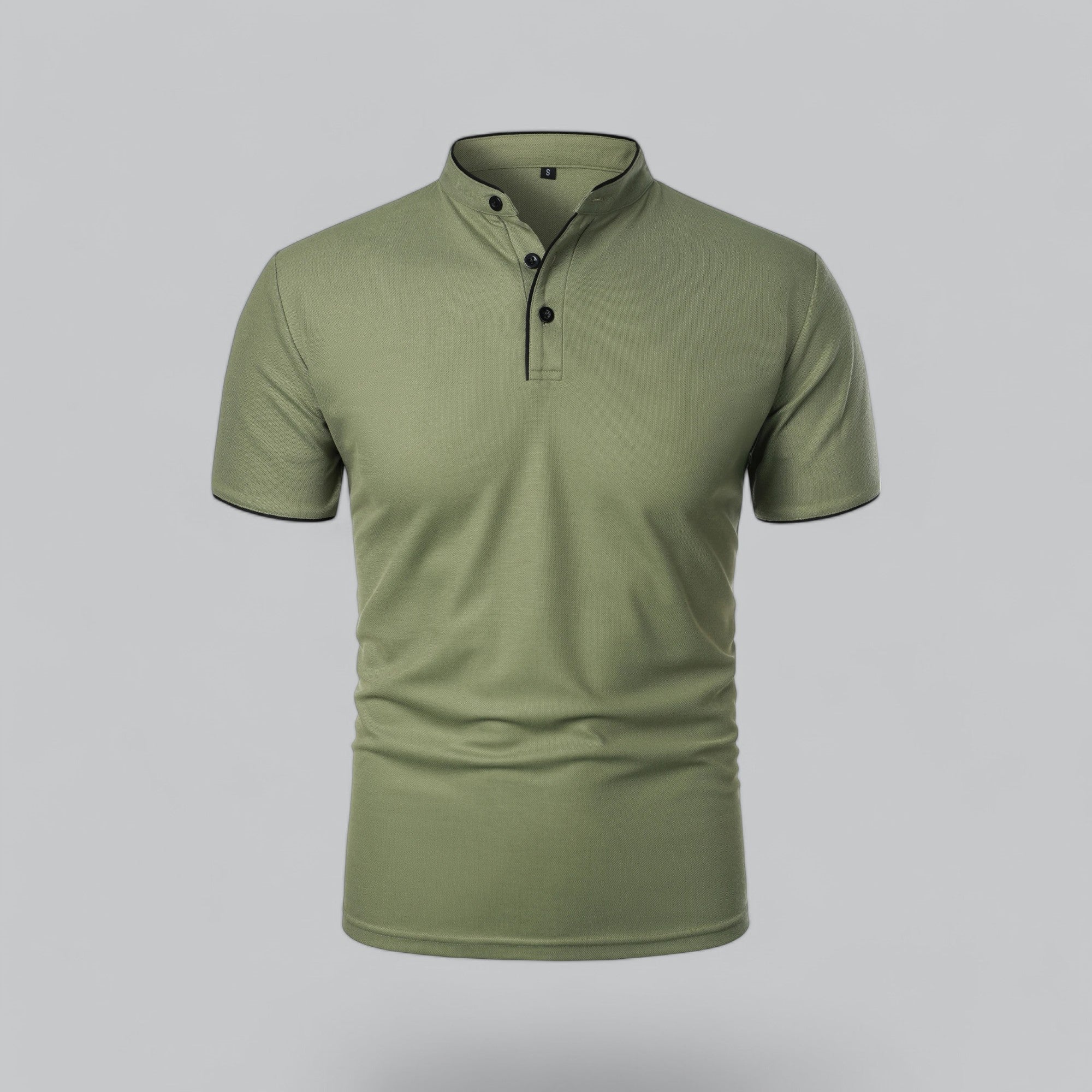 Men's Polo Shirt - Stand Collar Short Sleeve Contrast Trim