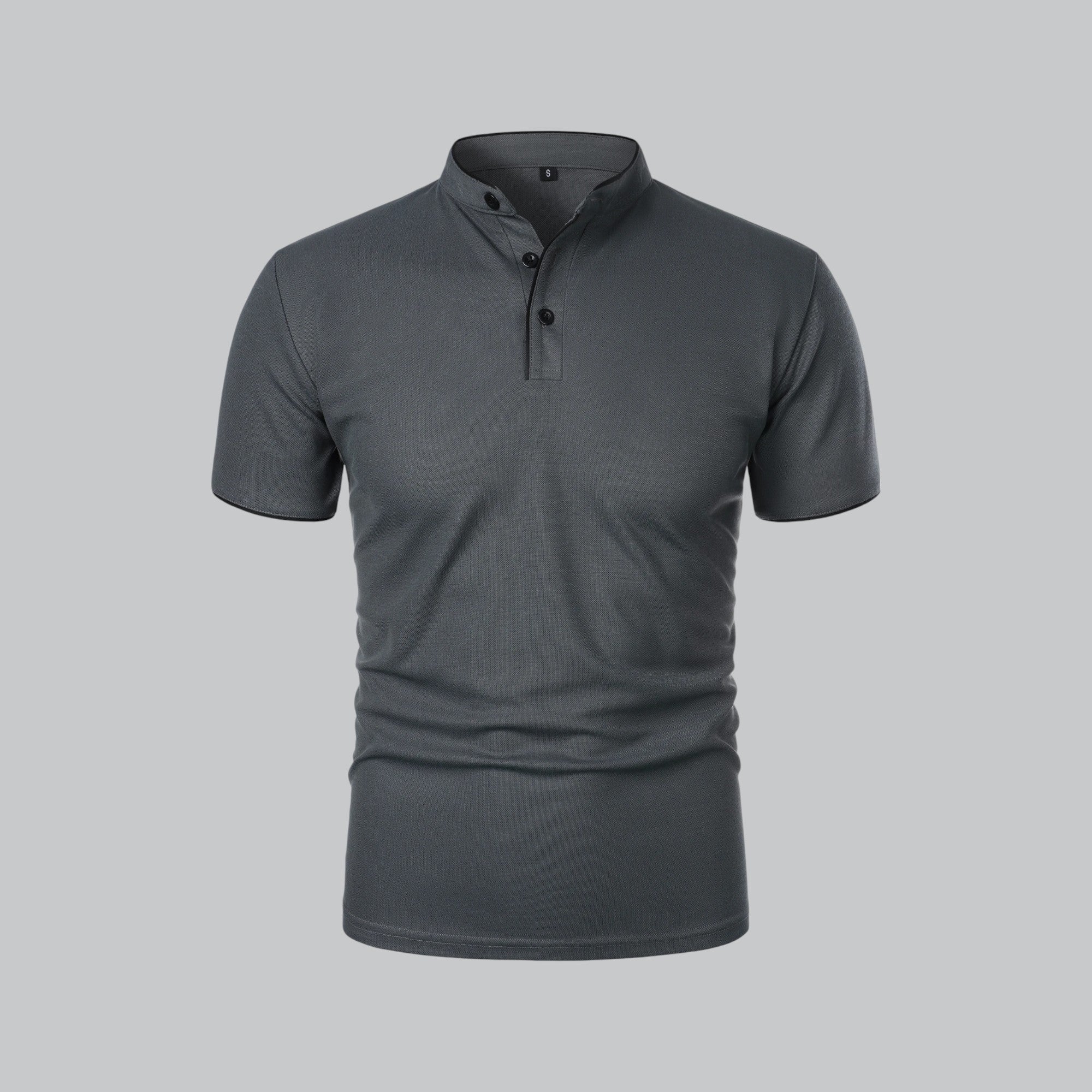 Men's Polo Shirt - Stand Collar Short Sleeve Contrast Trim
