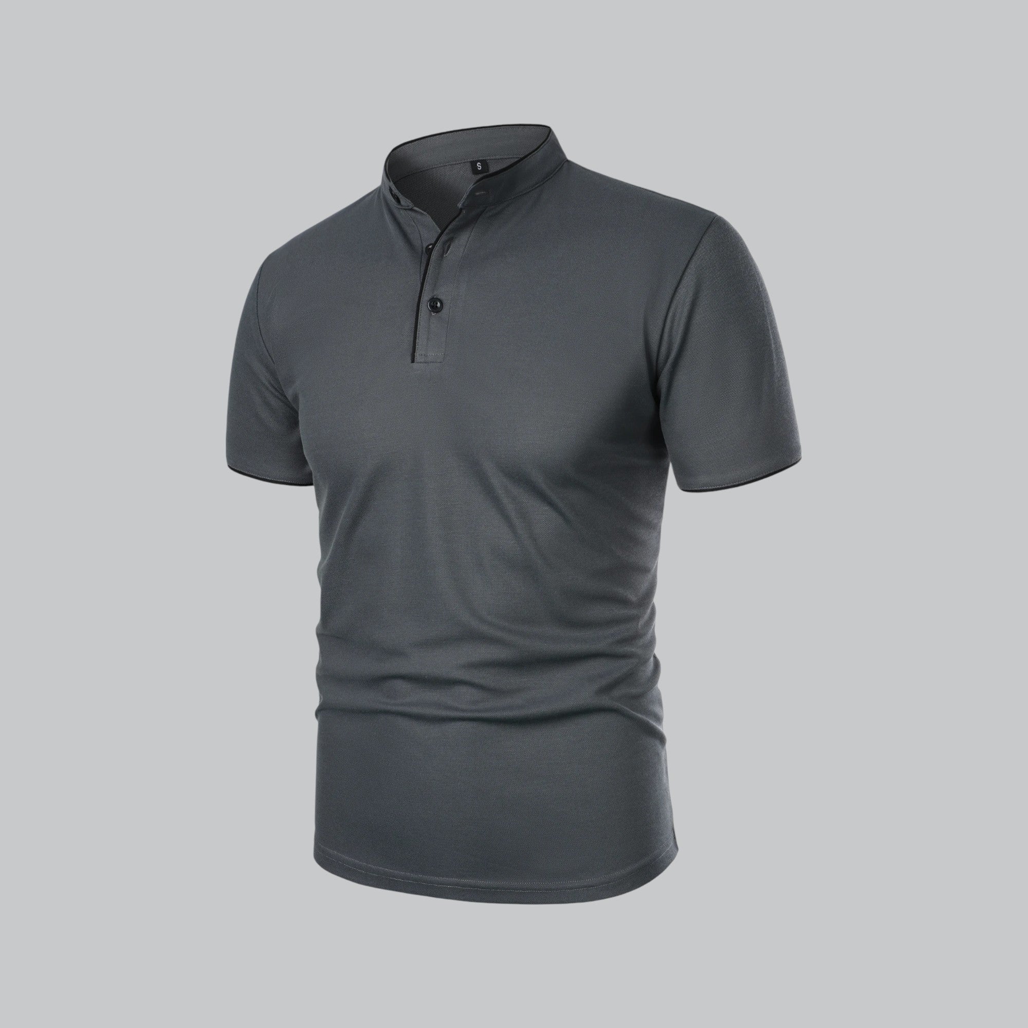 Men's Polo Shirt - Stand Collar Short Sleeve Contrast Trim
