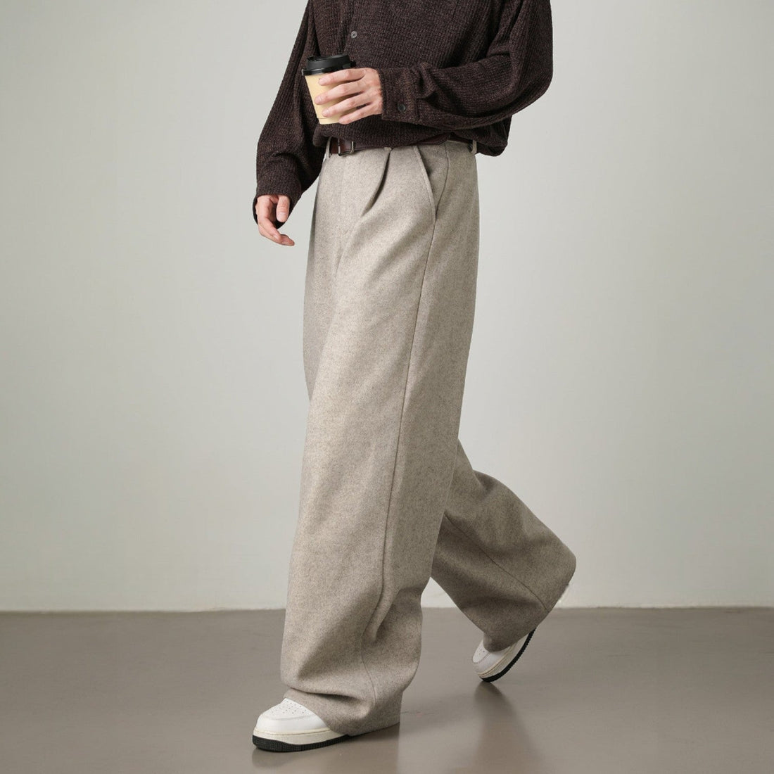 Women's High Waisted Pleated Front Wide Leg Pants