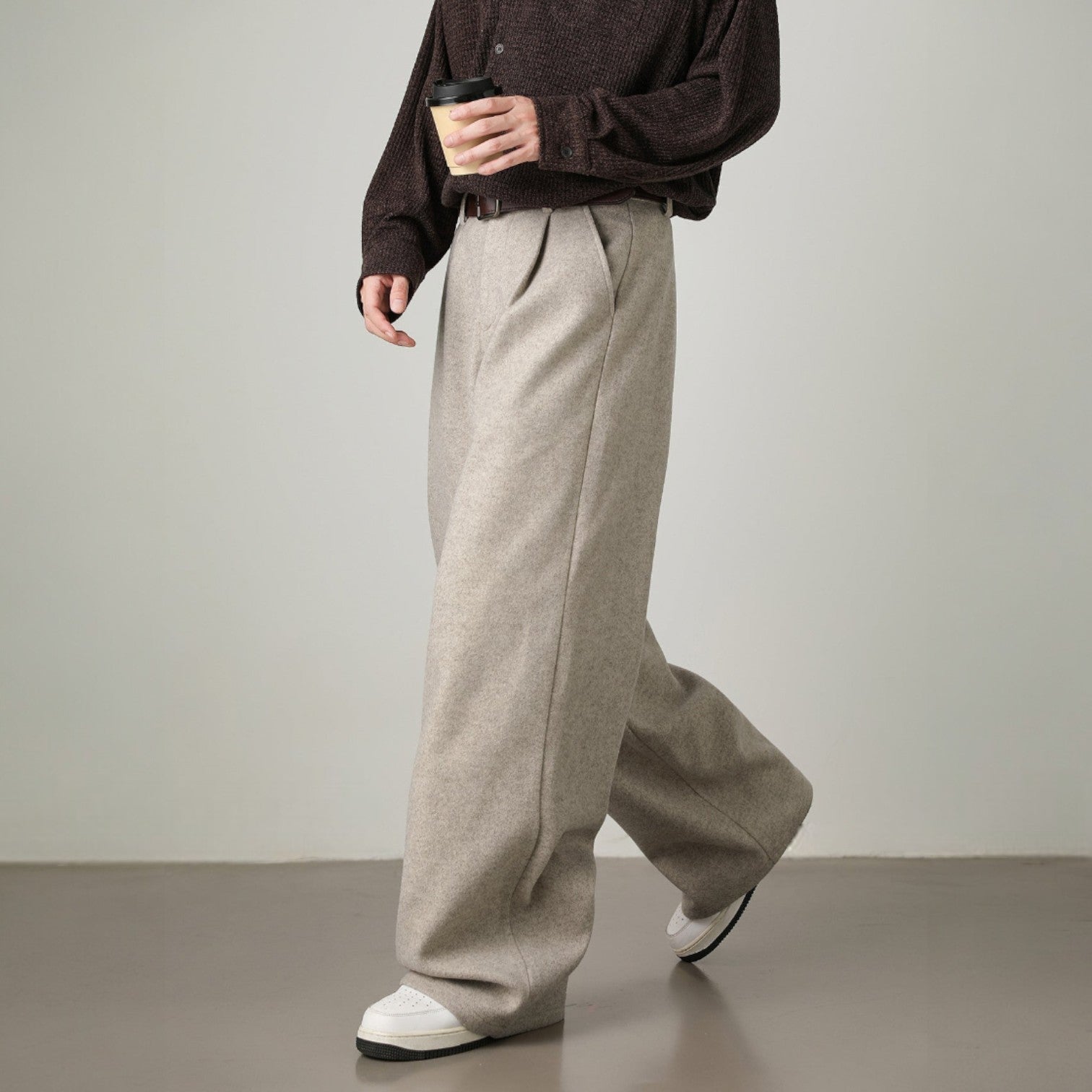 Women's High Waisted Pleated Front Wide Leg Pants