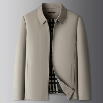 Men’s Smart Casual Jacket – Zip Front Collared Jacket with Side Pockets