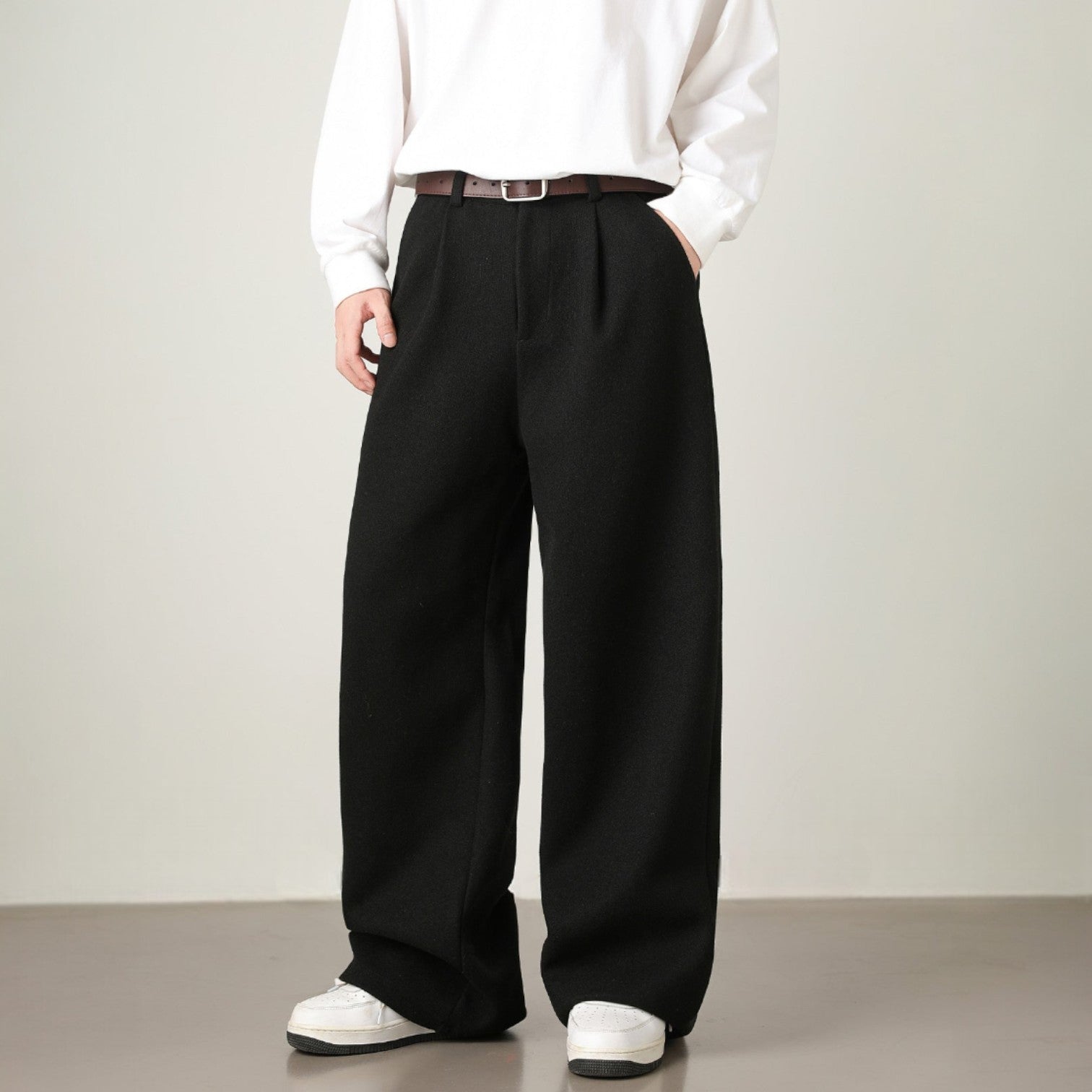 Women's High Waisted Pleated Front Wide Leg Pants