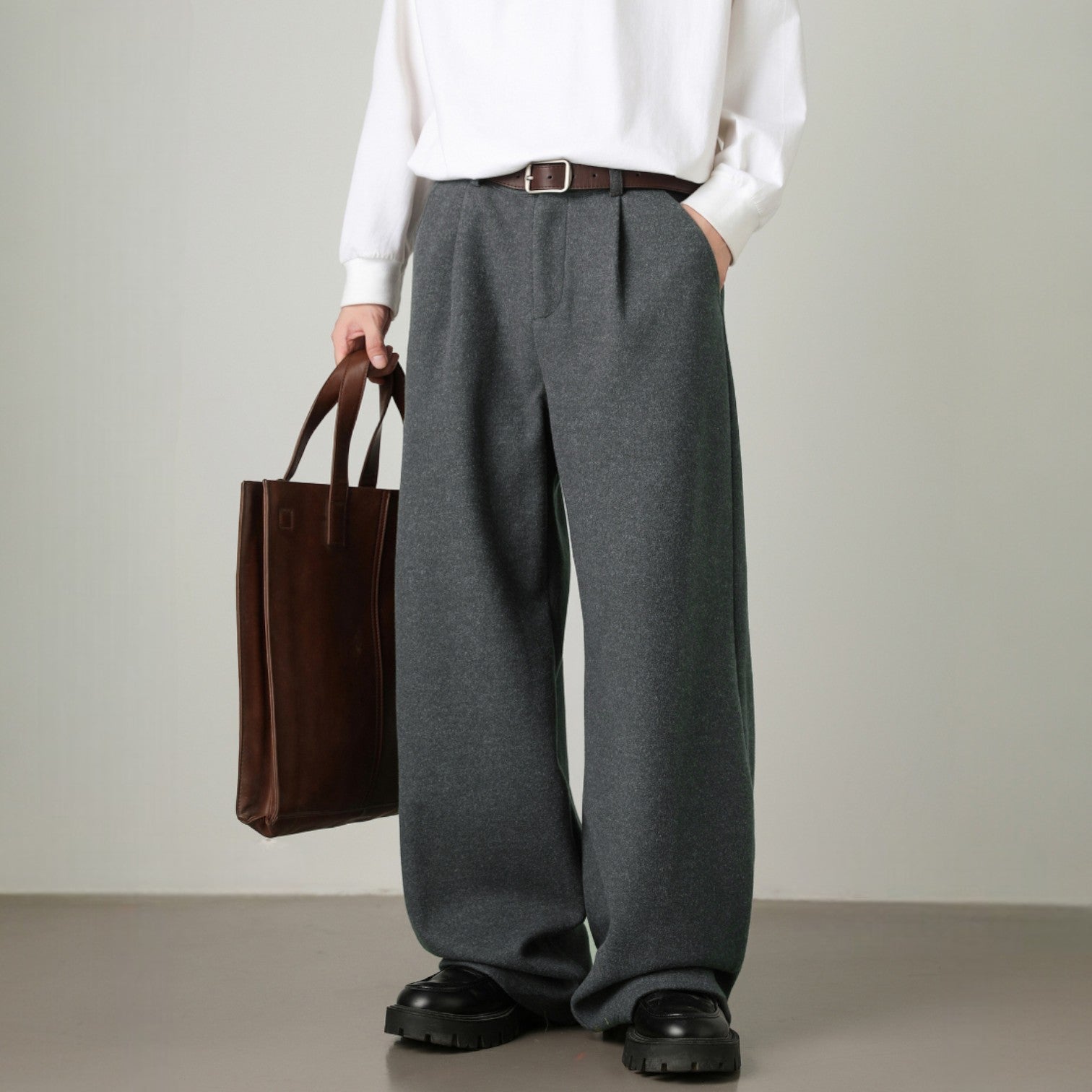 Women's High Waisted Pleated Front Wide Leg Pants