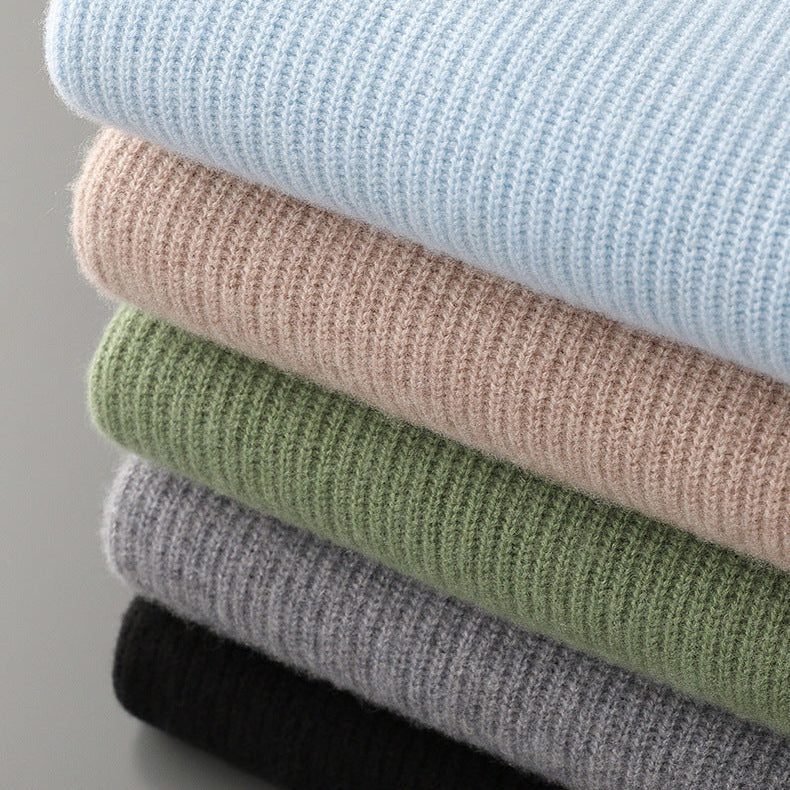 Men's Knit Jumper - Crew Neck Raglan Sleeve Ribbed Pullover