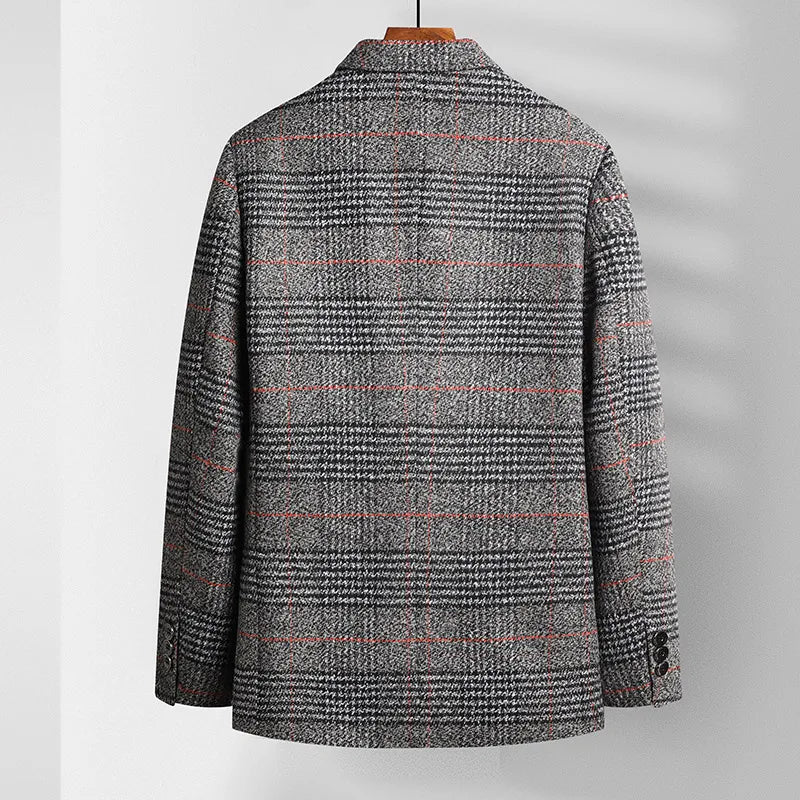 Men’s Plaid Sport Coat with Notch Lapel and Two-Button Front