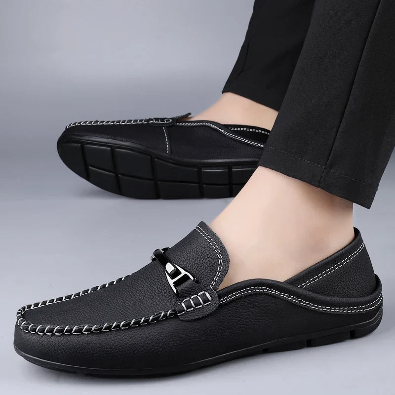 Men’s Slip-On Loafers – Metal Detail Moccasin Design