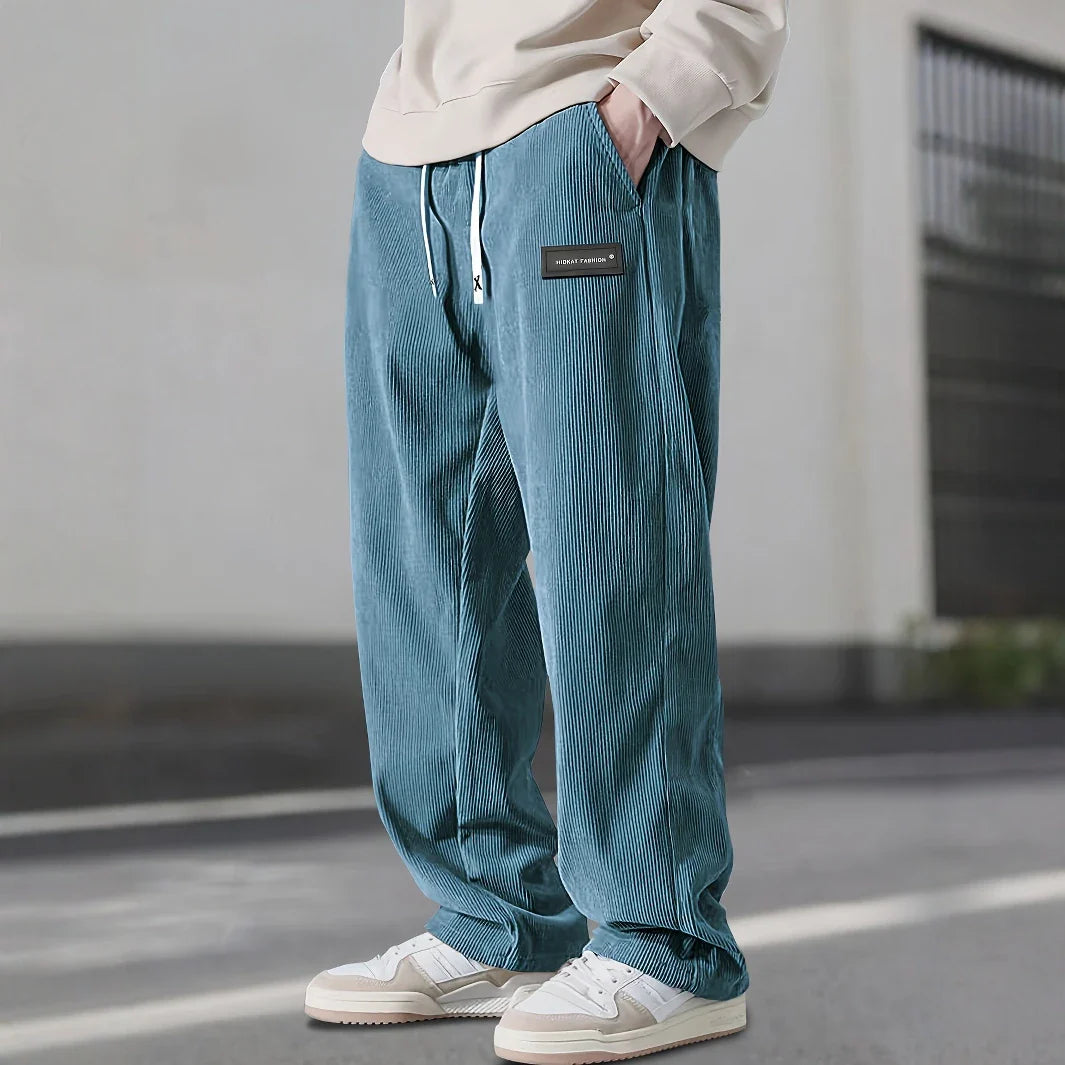 Men’s Corduroy Drawstring Sweatpants – Relaxed Straight Fit