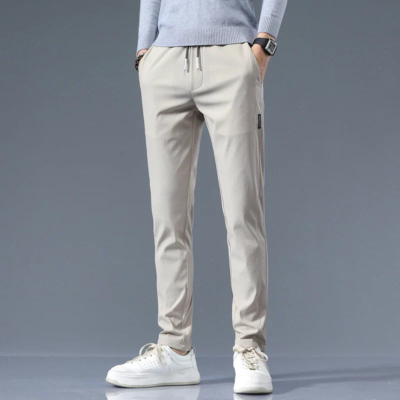 Men’s Drawstring Straight-Leg Trousers – Relaxed Casual Fit