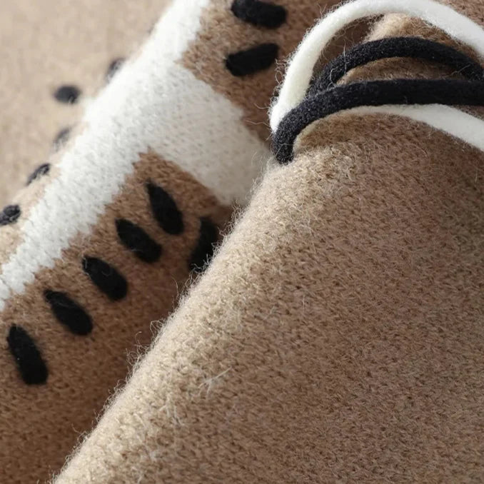 Men's Cardigan - Oversized V-Neck Button Front Knit with Embroidered Detail