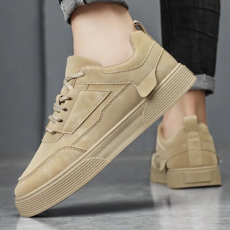 Men’s Low-Top Sneakers – Textured Panel Lace-Up Design
