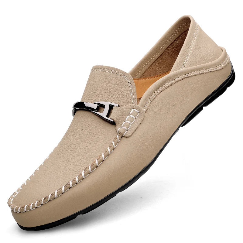 Men’s Slip-On Loafers – Metal Detail Moccasin Design