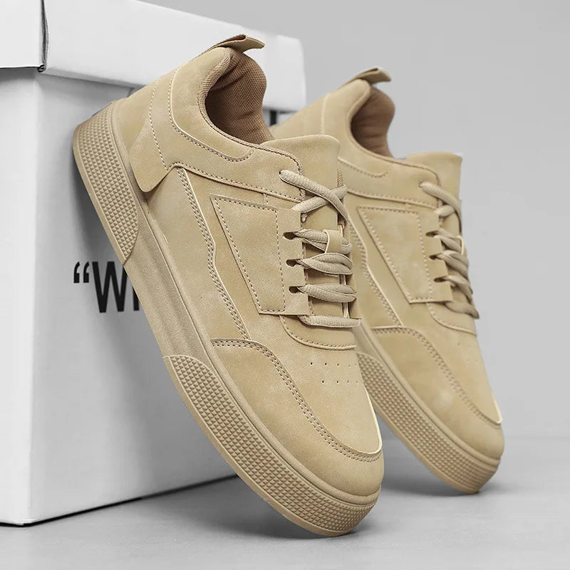 Men’s Low-Top Sneakers – Textured Panel Lace-Up Design