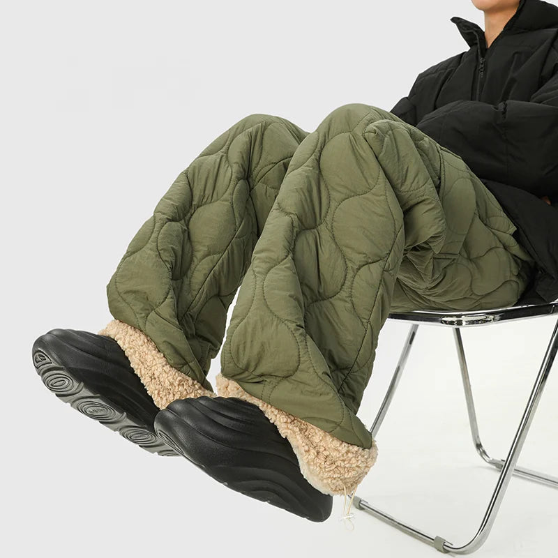 Women's Quilted Cargo Pants with Elastic Waist and Flap Pocket Detail